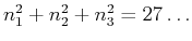$n_1^2+n_2^2+n_3^2=27,\ldots$