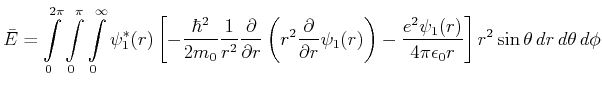 $\displaystyle \bar{E} = \int\limits_0^{2\pi}\int\limits_0^\pi\int\limits_0^\inf...
...ac{e^2 \psi_1(r)}{4\pi\epsilon_0 r}\right]r^2 \sin\theta\, dr\, d\theta\,
d\phi$