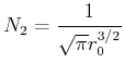 $\displaystyle N_2= \frac{1}{\sqrt{\pi} r_0^{3/2}}$