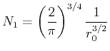 $\displaystyle N_1= \left(\frac{2}{\pi}\right)^{3/4}\frac{1}{r_0^{3/2}}$