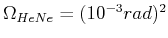 $ \Omega_{HeNe} = (10^{-3} rad)^2$