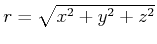 $ r = \sqrt{x^2+y^2+z^2}$