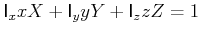$\displaystyle \mathsf{I}_{x}xX+\mathsf{I}_{y}yY+\mathsf{I}_{z}zZ=1$