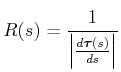 $\displaystyle R(s) = \frac{1}{\left\vert\frac{d\vec{\tau }\left( s\right) }{ds}\right\vert}$