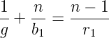 1-   n-   n-−-1-
g +  b  =   r
      1      1
