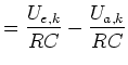 $\displaystyle =\frac{U_{e,k}}{RC}-\frac{U_{a,k} }{RC}$