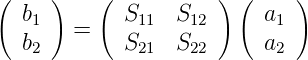 (    )    (          ) (     )
  b1        S11  S12     a1
  b    =    S    S       a
   2         21   22       2
