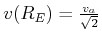 $ v(R_E) = \frac{v_a }{\sqrt{2}}$