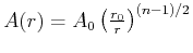 $ A(r) = A_0\left(\frac{r_0}{r}\right)^{(n-1)/2}$