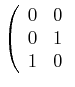 $\displaystyle \left(\begin{array}{c} 0 1 0\\
\end{array}\right)$