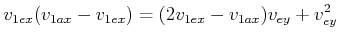 $\displaystyle v_{1,e,x}(v_{1,a,x}-v_{1,e,x}) = (2 v_{1,e,x}- v_{1,a,x})v_{e,y} + v_{e,y}^2$